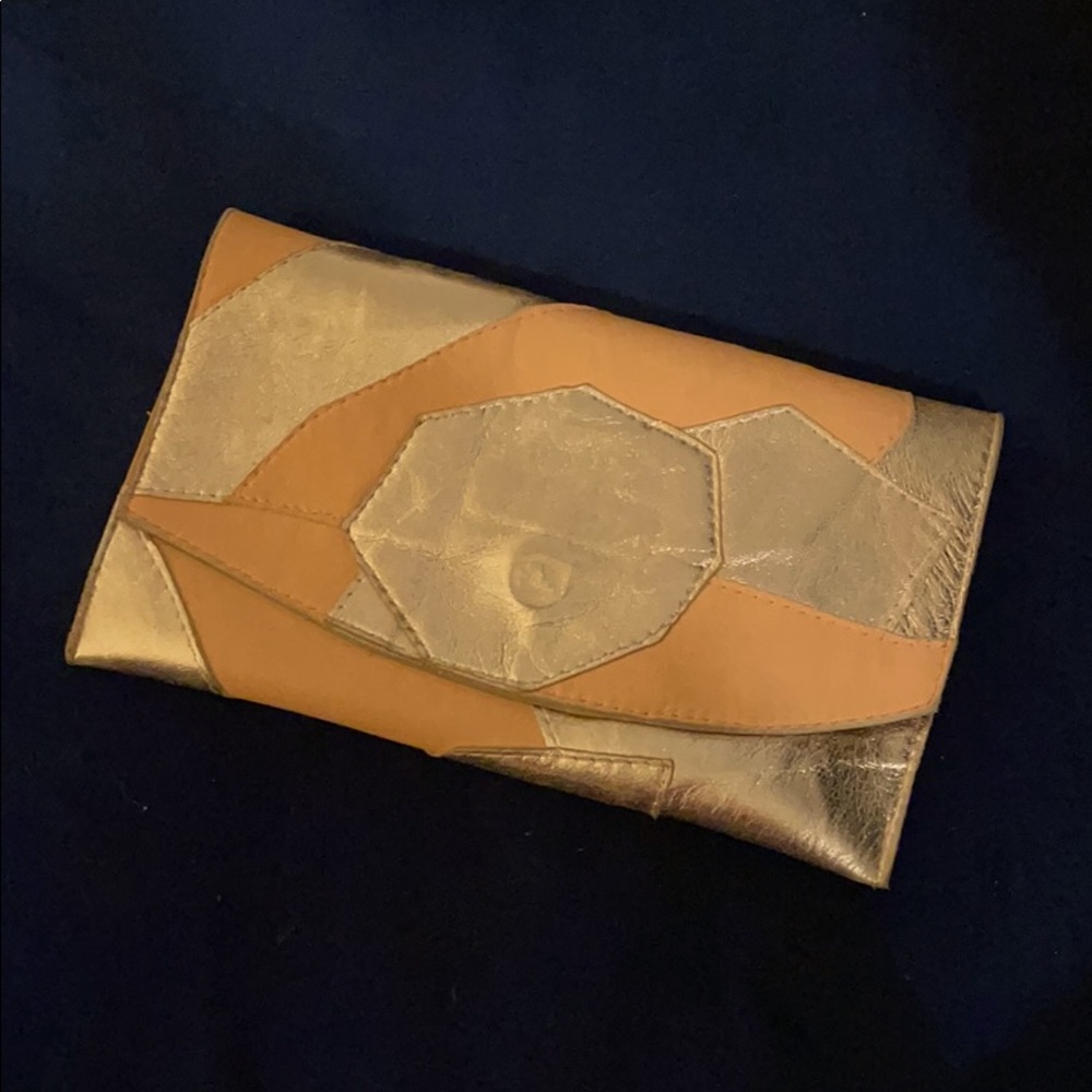 Leather Peach & Rose Gold Clutch